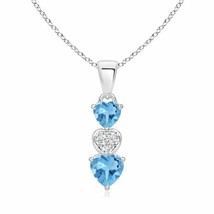 ANGARA Dangling Swiss Blue Topaz and Diamond Triple Heart Pendant in 14K Gold - £405.58 GBP