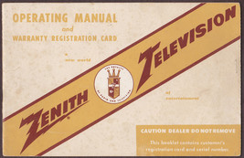 Zenith Television 1956 Owner&#39;s Operating Manual - Illustrated, 21 pp. - £10.02 GBP