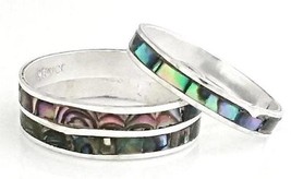 Blue Pacific Abalone Thin Band Ring Silver 8.25 - $15.84