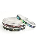 Blue Pacific Abalone Thin Band Ring Silver 8.25 - €13,80 EUR