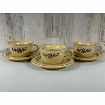 Vintage Pfaltzgraff Village Stoneware Set of 3 Cups With Saucers Made in USA - £5.83 GBP