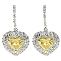 2.87ct Fancy Yellow Diamonds Earrings 18K All Natural 6 Grams Real Gold ... - $11,588.25