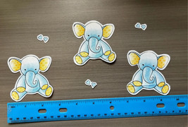 Baby Elephants Iron on Fabric Appliques Pre-Cut Blue - £4.31 GBP