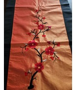 Cherry Blossom Table Runner Red Silk Floral  Embroidered  75&quot; X 16.5&quot; Or... - $25.69 CAD