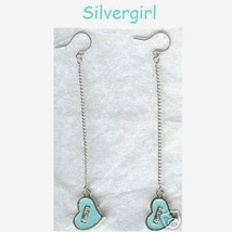 Long Chain Silver Heart Earrings - £7.88 GBP