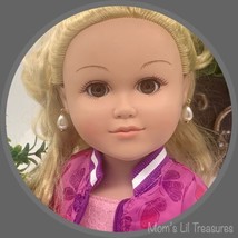Teardrop Pearl Rhinestone Accent Doll Earrings • 18 Inch Fashion Doll Je... - £4.69 GBP