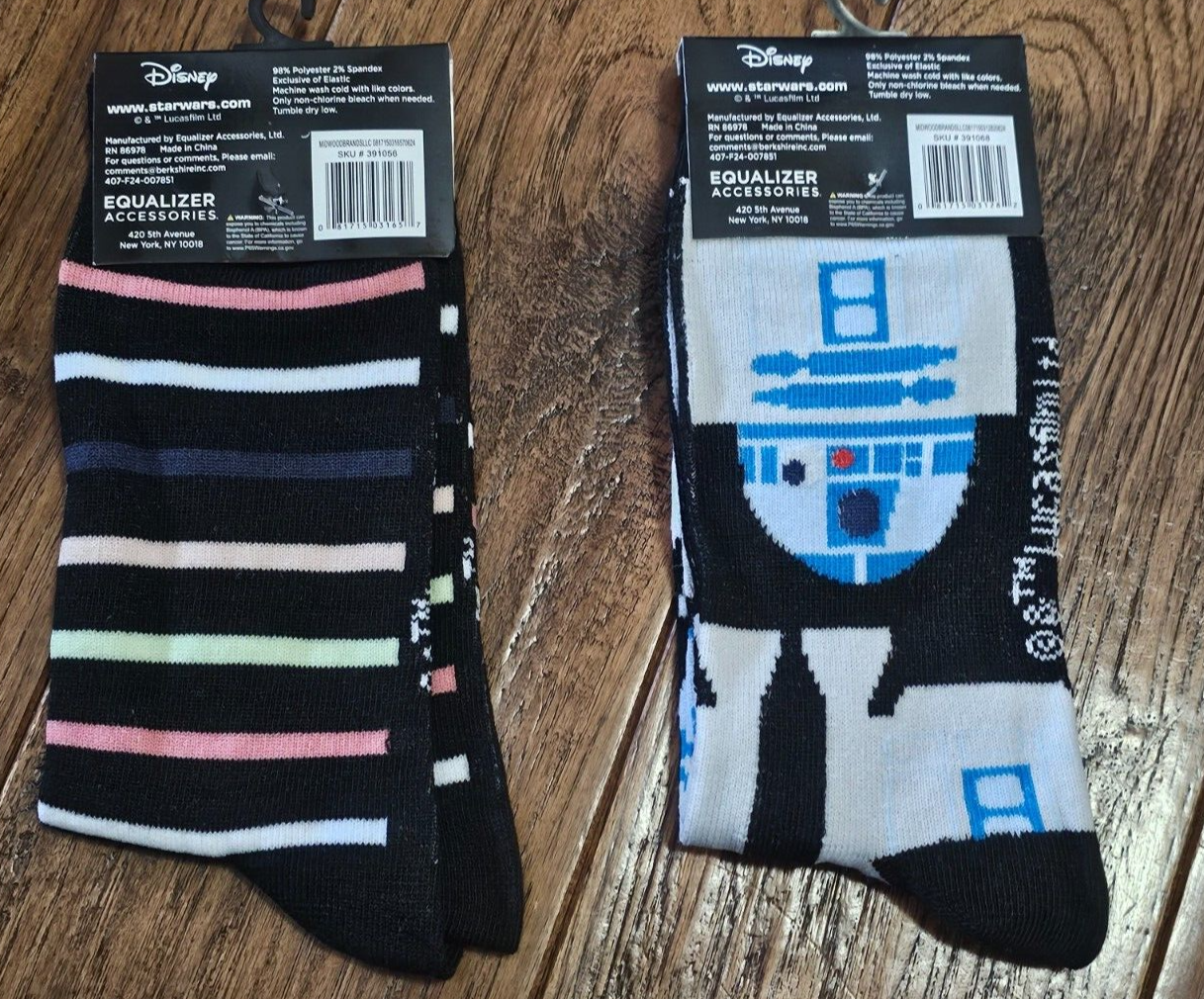 STAR WARS Disney YODA/R2D2 One Size Unisex Crew Socks Shoe Size 6-12 Item image 2