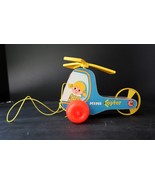 Vtg 1970 Fisher Price #448 Mini Copter Wooden Pull Toy Helicopter - $39.99