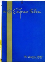 Empress Room Menu Empress Hotel Victoria British Columbia Canada 1960 - £35.80 GBP