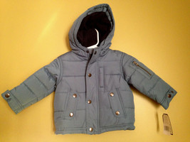 NWT OshKosh B&#39;Gosh Baby Boy Unisex Blue Winter Coat Hooded Jacket 12 M $78 - £37.61 GBP