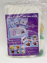 Mary Maxim Floral Coasters &amp; Holder Set 80477 Kit MAKES 12 Plastic Needlepoint - £12.84 GBP