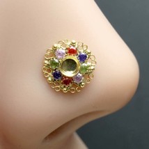 Asian Women Gold Plated Nose Stud Multi CZ Twisted nose ring 24g - £11.96 GBP
