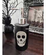 Halloween Black Rhinestone Skull Spooky Bathroom Soap Dispenser Decor - $29.94 CAD