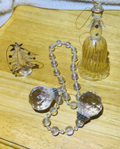 Bundle of 3 Clear Glass Ornaments Christmas Tree-VTG Snowman Bell-Beads Ball - £17.19 GBP