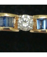  Estate 14k Yellow Gold  .85ct Old European Cut Diamond Sapphire Ring - £1,781.88 GBP