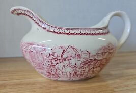 Currier &amp; Ives Red by Homer Laughlin Gravy Boat Preparing For Market &amp; H... - $43.38