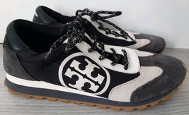 Tory Burch Women&#39;s Sawtooth Designer Sneakers Size 7.5M Black/Gray Lace Up - $648.03 MXN