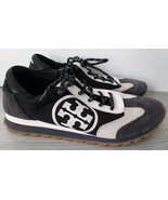Tory Burch Women&#39;s Sawtooth Designer Sneakers Size 7.5M Black/Gray Lace Up - $648.03 MXN