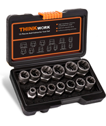 THINKWORK Bolt Extractor Set, 13+1 Pieces Impact &amp; Nut Remover Stripped ... - £28.58 GBP