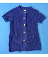 Long Short Sleeve Chunky Blue Cardigan Sweater Medium Cozy Vibes - £3.11 GBP