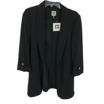 NWT Womens Size Medium Anne Klein Black Crepe Longline Open Front Blazer Jacket - £30.81 GBP