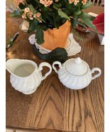 Vintage White Ironstone Sugar &amp; Creamer Pitcher Johnson Bros Made In Eng... - $33.50 CAD