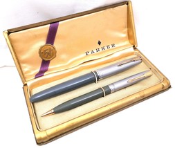 Parker 51 Vacumatic Gris Paloma Tapas Sterling Silver Fountain Pen y Pen... - £306.72 GBP