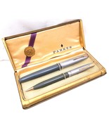 Parker 51 Vacumatic Gris Paloma Tapas Sterling Silver Fountain Pen y Pencil 1945 - $389.78