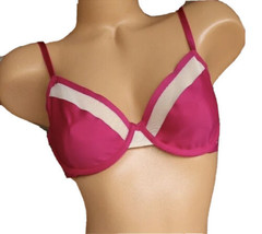 VICTORIA&#39;S SECRET LUXE LINGERIE Mesh Unlined Demi Bra Hot Pink / Nude 34... - $20.79