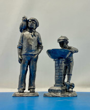 Lot of 2 Michael Ricker Pewter Statues, boy with bird, boy at water foun... - £24.82 GBP