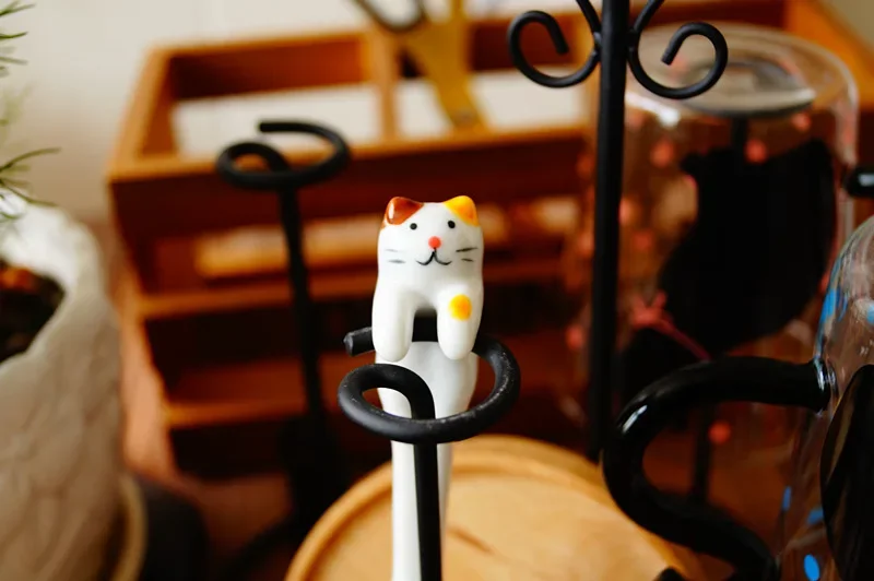 Ins Ceramic Coffee Mug Hanging Ear Mixing Scoop Ice Cream yellow eared cat - €5,19 EUR