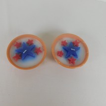 Set of 2 Star Candle in Ceramic Bowl Patriotic Red White Blue July 4 Terracotta - £7.28 GBP