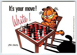Garfield Cat Postcard It&#39;s Your Move Chess Jim Davis 1978 Unused Orange Kitty - £6.32 GBP