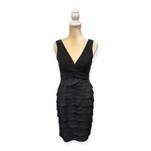 Adrianna Papell Black Tiered Ruffle Dress Size 8 Sheath - £15.51 GBP