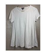 Eileen Fisher Petite Shirt Womens White Tencel Crew Neck Short Sleeve Si... - $24.95
