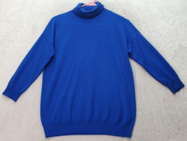 New York &amp; Company Sweater Women&#39;s Small Blue Knit Long Raglan Sleeve Tu... - £14.75 GBP