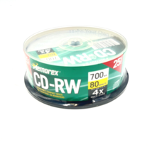 Memorex CD-RW Blank Recordable 25 Pack 4X 700MB 80 Minutes. New Sealed - $17.95