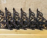 6 Cast Iron Shelf Brackets Fleur De Lis French Bookshelf Corbels Book Wa... - $43.99