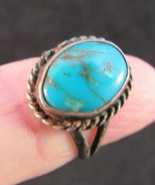 antique NAVAJO ring ESTATE SALE 925 5.5 3.2g GENUINE TURQUOISE &amp; STERLIN... - £36.89 GBP