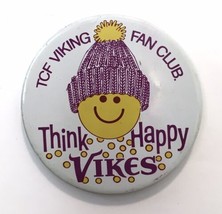 Minnesota Vikings TCF Viking Fan Club Think Happy Vikes Pin Purple Yellow White - £3.99 GBP