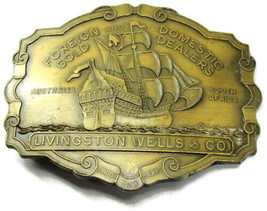 Vintage Belt Buckle Foreign Gold &amp; Domestic Dealers Livingstone Wells &amp; Co Ship - £31.02 GBP