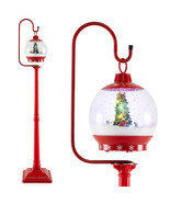 68 Inch Festive Musical Christmas Street Lamp Post with Snow Globe Lante... - $2,589.52 MXN