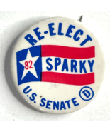 Re-Elect Sparky Spark Matsunaga Hawaii US Senate Vintage Button 1982 Dem... - £11.04 GBP