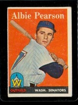 Vintage Baseball Trading Card Topps 1958 #317 Albie Pearson Washington Senators - £9.80 GBP