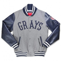 Homestead Grays Heritage Wool Varsity Jacket Wool &amp; Navy Leather Negro L... - $150.00+