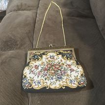 Multicolor Floral Tapestry Handbag Purse Gold Chain Snap Clasp - $21.77