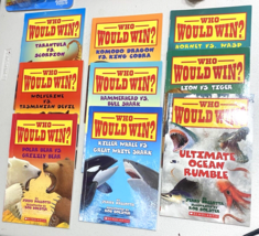 Lot 9 Who Would Win Books Plus  By Jerry Pallotta Grizzly Shark Tiger Wasp Lion - £20.44 GBP