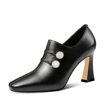 New Style Women High Heels Pumps Leather Rhinestone Party Wedding Shoes Soft Lea - £82.49 GBP