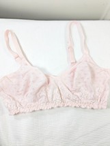 Vintage Olga size 36C pastel bra pink eyelet lace mesh underwire nylon cotton - £19.64 GBP