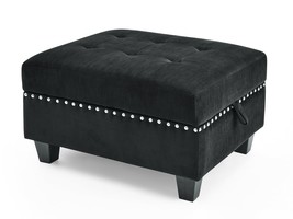 Ottoman For Modular Sectional Black Velvet 25.5"x31.5"x19" - $368.27 CAD
